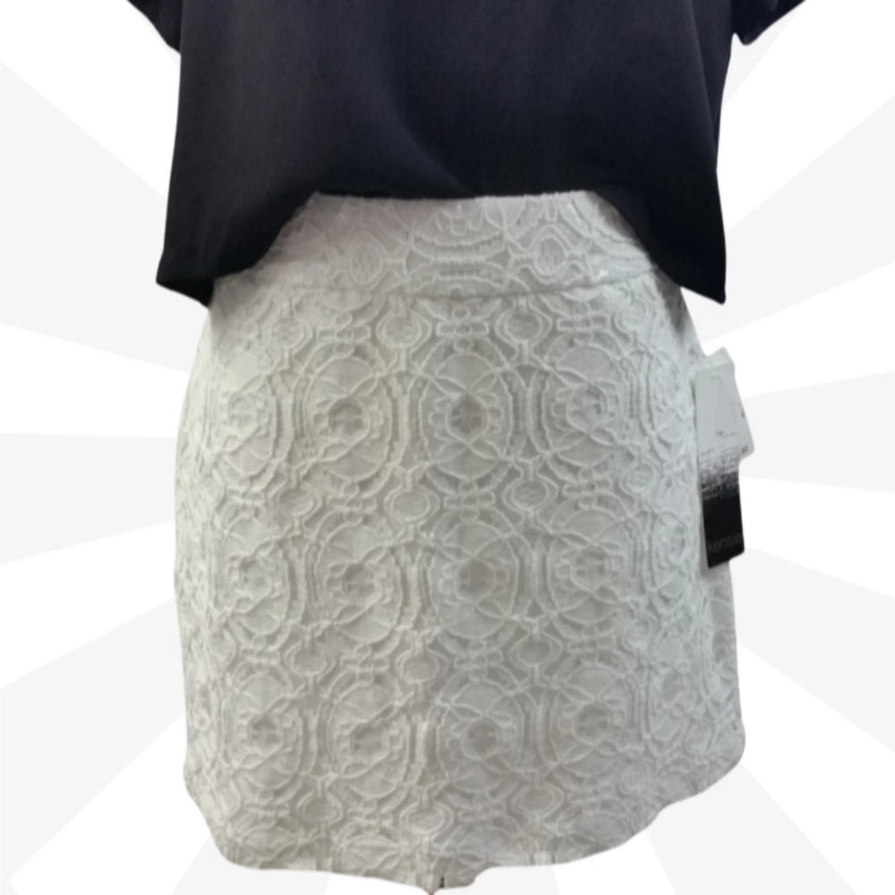 Kensie White Mini Skirt Size 4 Crochet Lace Fully Lined NWT